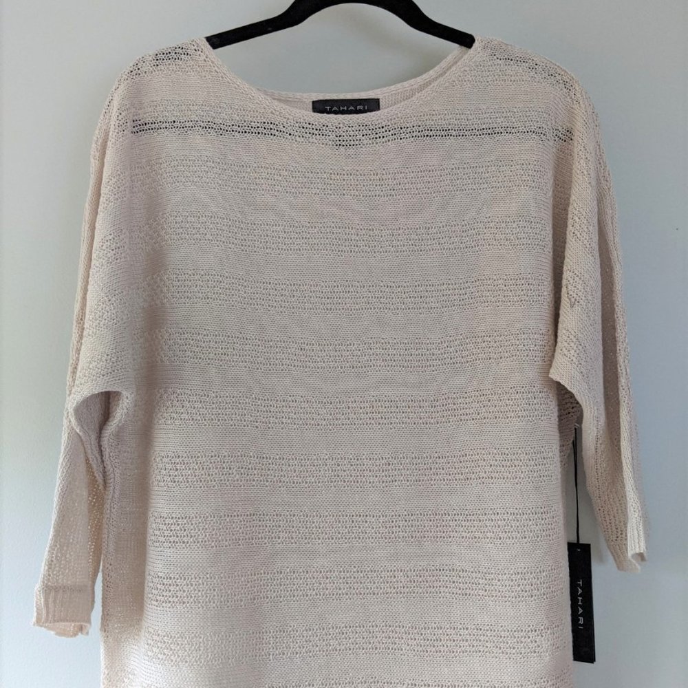 TAHARI Beige LINEN Spring/Summer Sweater Light